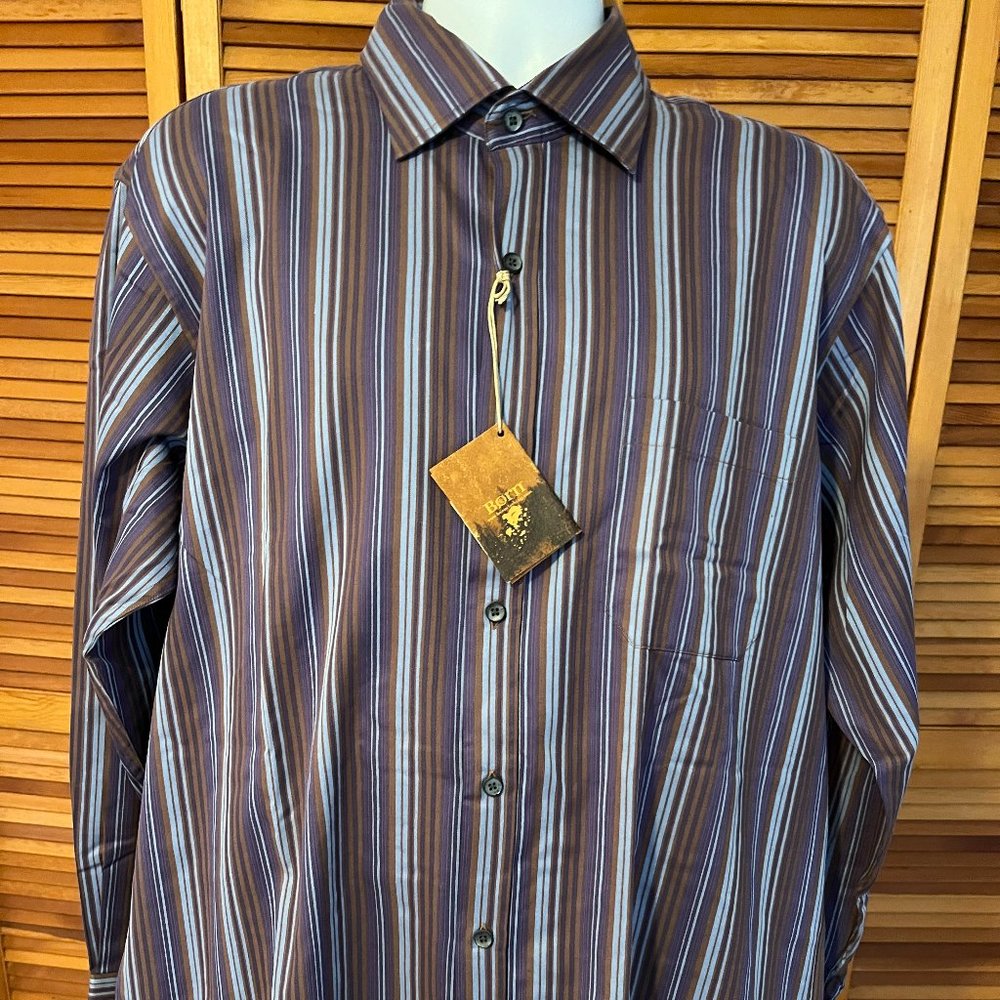 NWT BORN MEN'S SZ LARGE 100% COTTON LONG SLEEVE STRIPED SHIRT